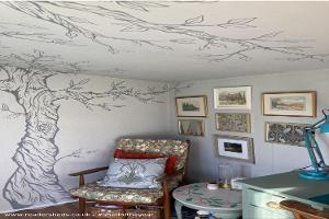 Tree mural of shed - Cynefin Studio, Newport